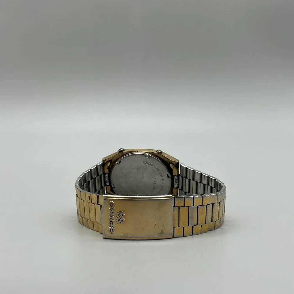 Vtg Seiko A639-5009 Chronograph Mens Watch 33mm Gold Tone For Parts Not Running